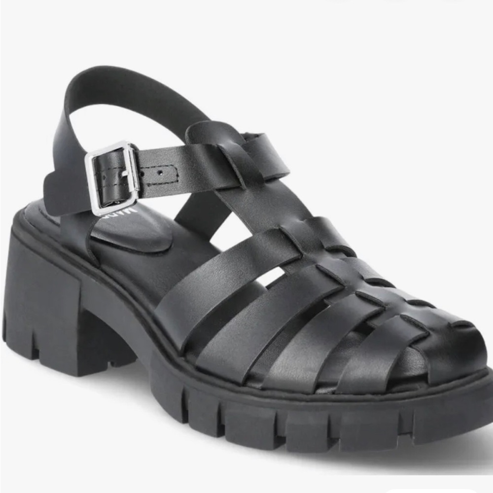Madden Nyc Black Jelly Fisherman block heel sandals - Picture 3 of 10